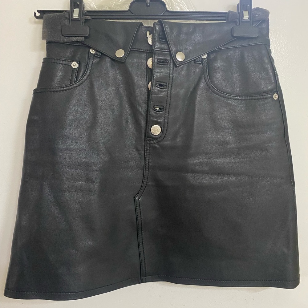 The Kooples Black Leather Skirt Size 1